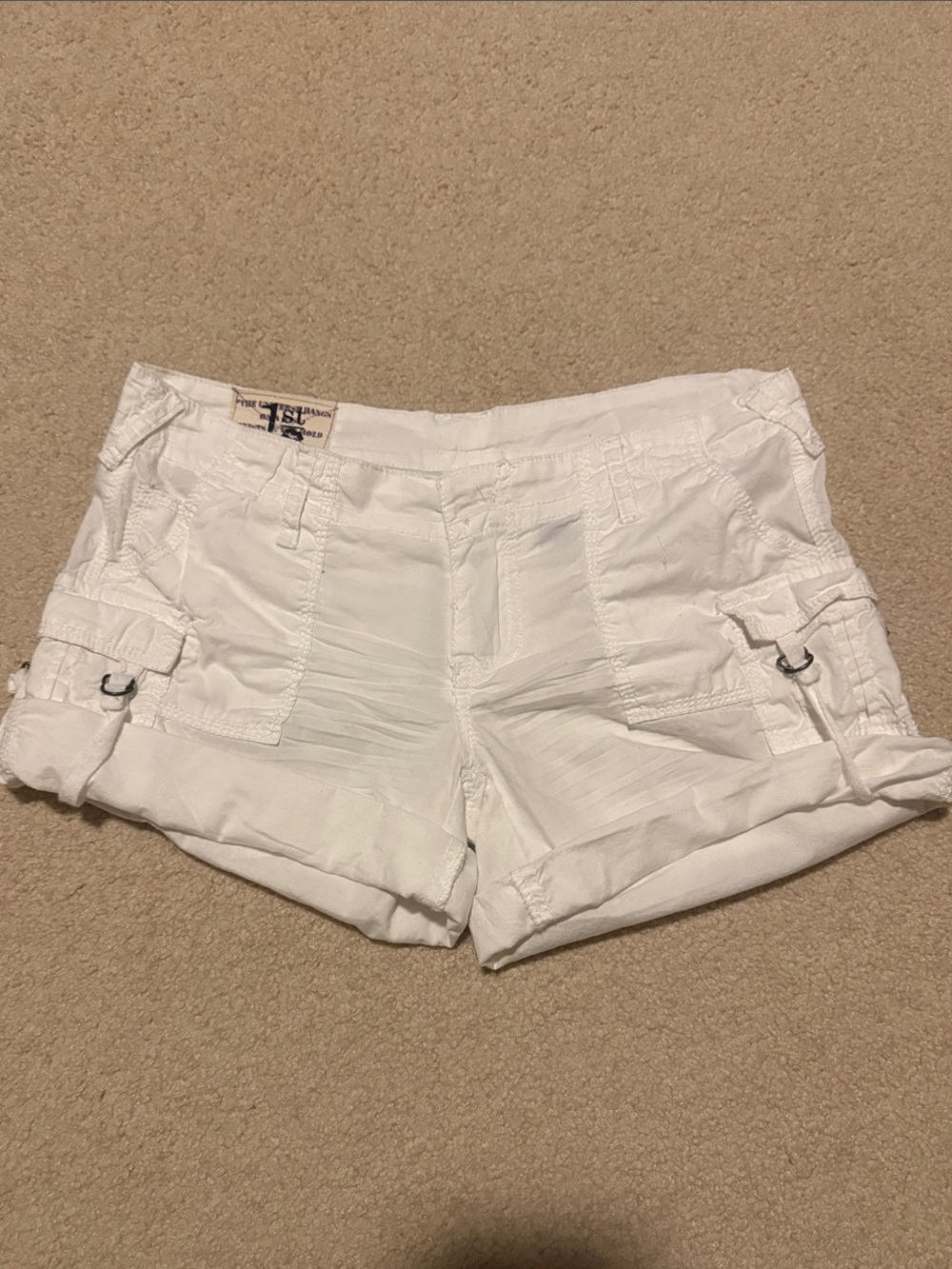 Source Unknown White Rolled-Hem Cargo Shorts